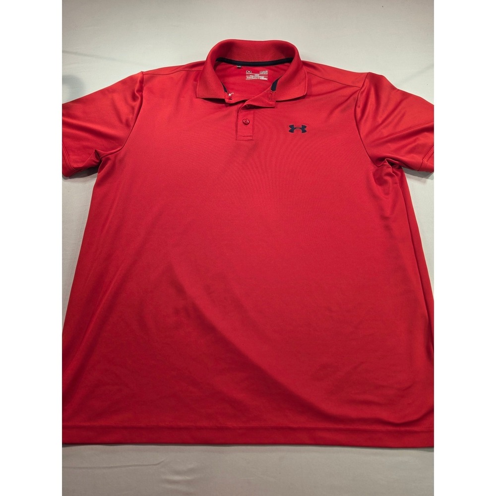 Under Armour Mens HeatGear Loose Fit Short Sleeve Polo Shirt Red Large 1052
